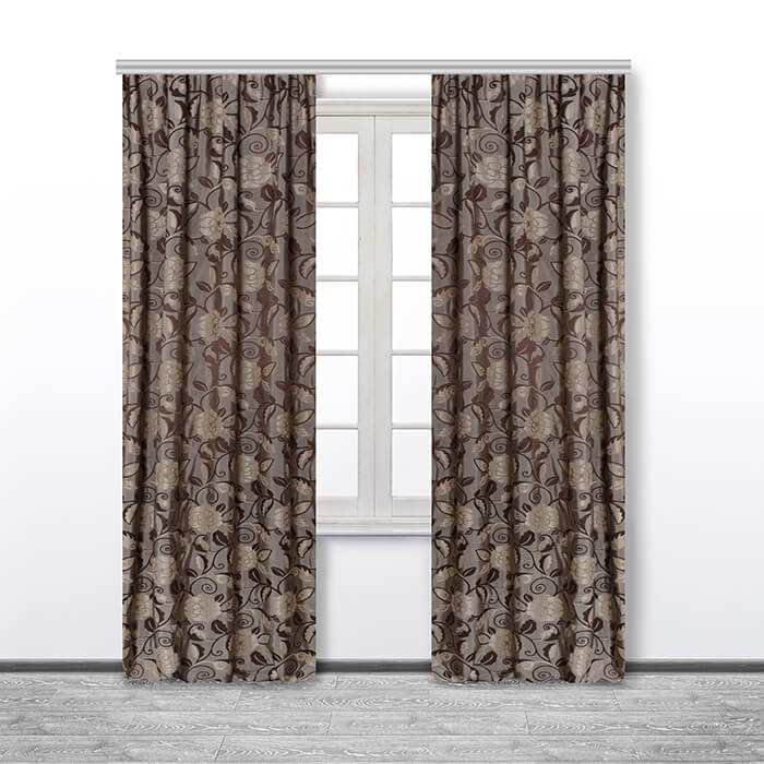 Портьера  МИРТЕК FLORI 200х270 1 шт (цвет 4 бежево-оливковый)