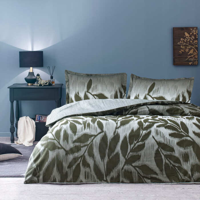 Постельное белье ЕВРО TAC SATEN HAPPY DAYS MATILDA 200х220-1шт 230х260-1шт 50х70-2шт 100%хлопок зеле_MIRTECK