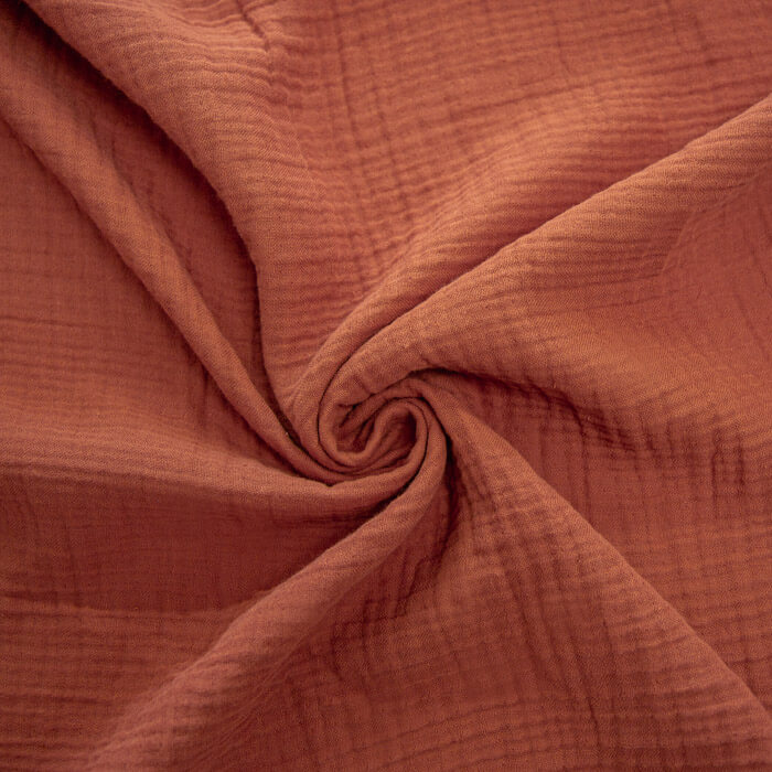 МУСЛИН ЧЕТЫРЕХСЛОЙНЫЙ ОДНОТОННЫЙ ш240 100%органический хлопок (кирпичный)