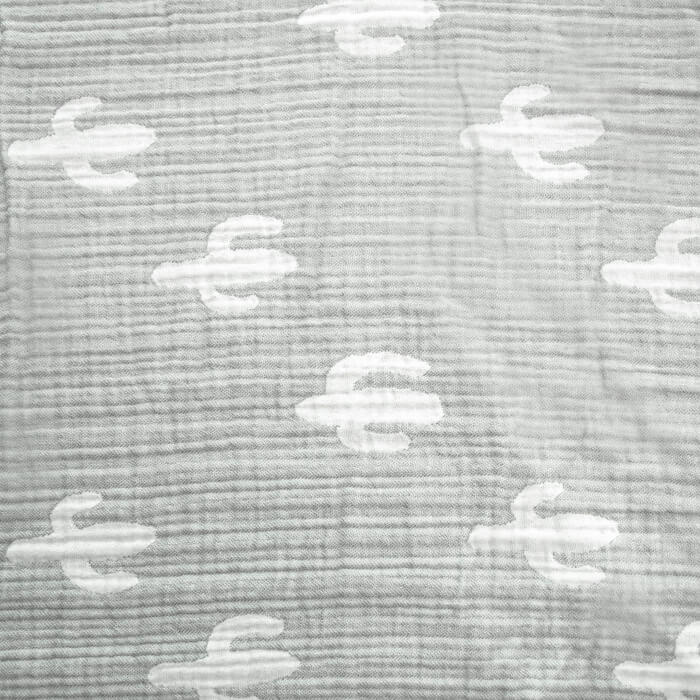 МУСЛИН ЖАККАРД ЧЕТЫРЕХСЛОЙНЫЙ  ш135 100%органический хлопок (кактусы/серый)