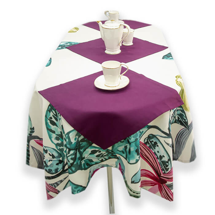 Скатерть 145х200 МИРТЕК SARGA TORKA 55%хлопок 45%пэ зеленый розовый_MIRTECK