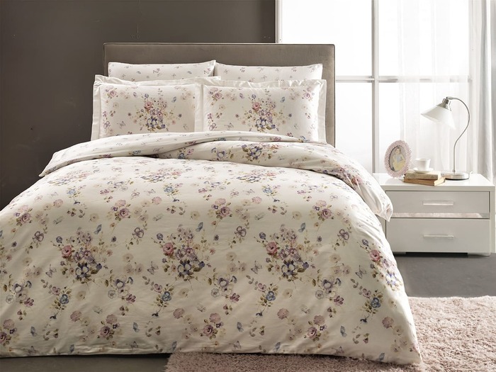 Постельное белье семейное TAC SATEN COLORFUL CLAUDINE 160х220-2шт 240х260-1шт 50х70-4шт 100%хлопок л_MIRTECK