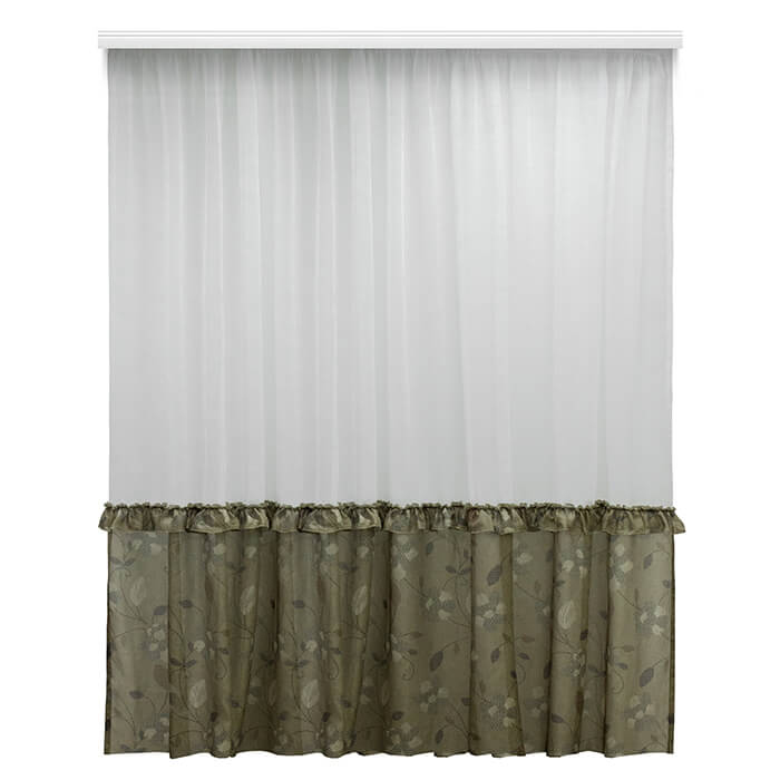 7 Штора для кухни ОЧАРОВАНИЕ  с рюшей Оливковый