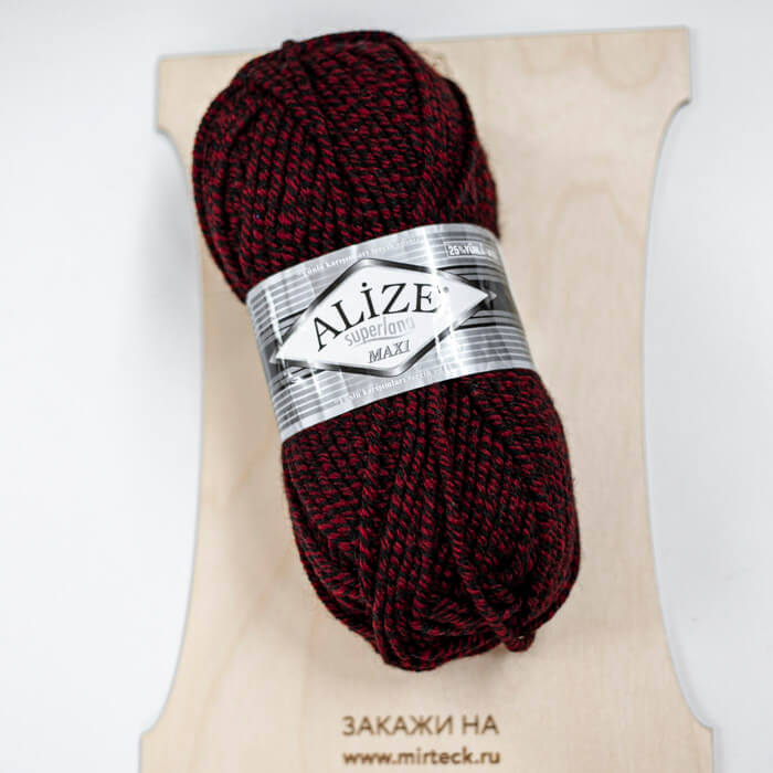 ALIZE Superlana Maxi 100г-100м 75%Акрил 25%Шерсть (603-красно-черный)