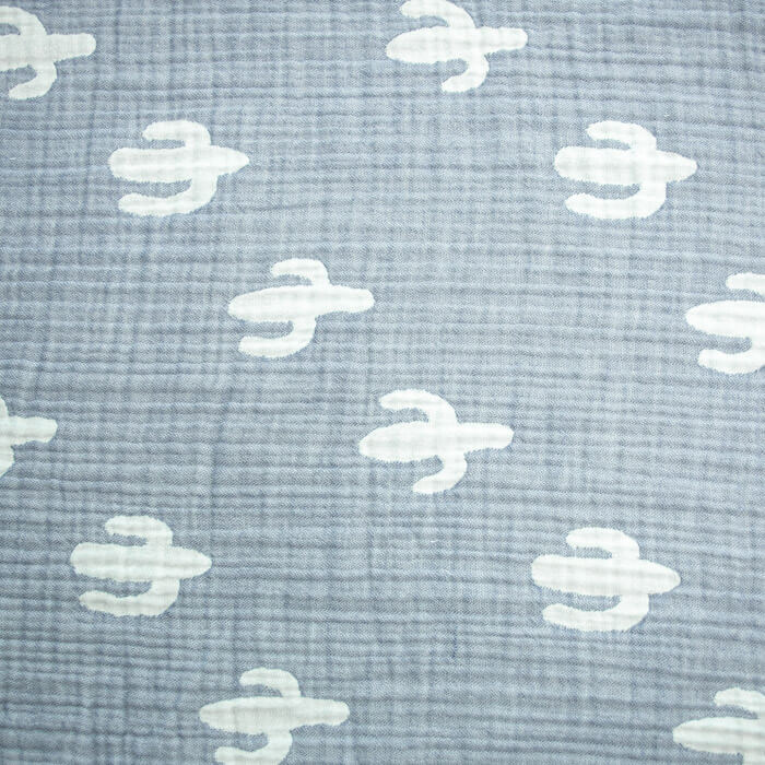 МУСЛИН ЖАККАРД ЧЕТЫРЕХСЛОЙНЫЙ  ш135 100%органический хлопок (кактусы/индиго)