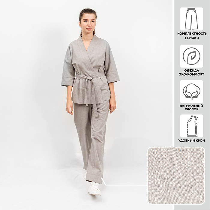 БРЮКИ МИРТЕК ОЛЬГА  100%хб (серый 56)