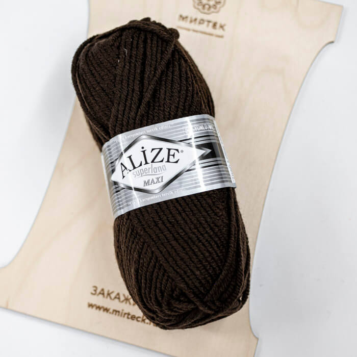 ALIZE Superlana Maxi 100г-100м 75%Акрил 25%Шерсть (26-коричневый)