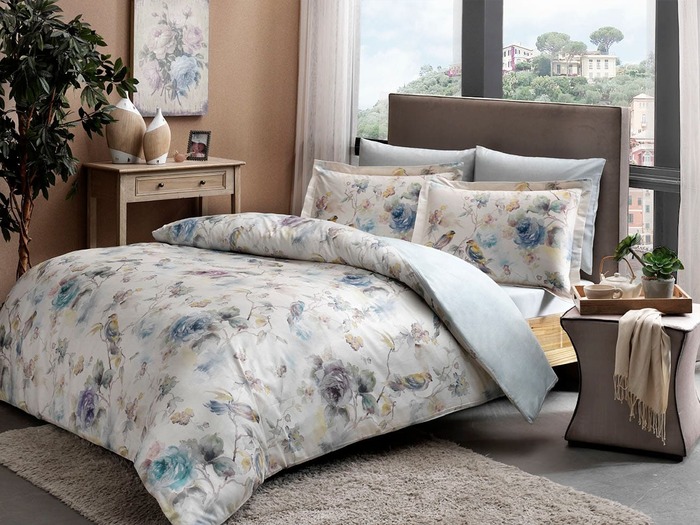 Постельное белье семейное TAC SATEN COLORFUL PRELUDE 160х220-2шт 240х260-1шт 50х70-4шт 100%хлопок ли_MIRTECK