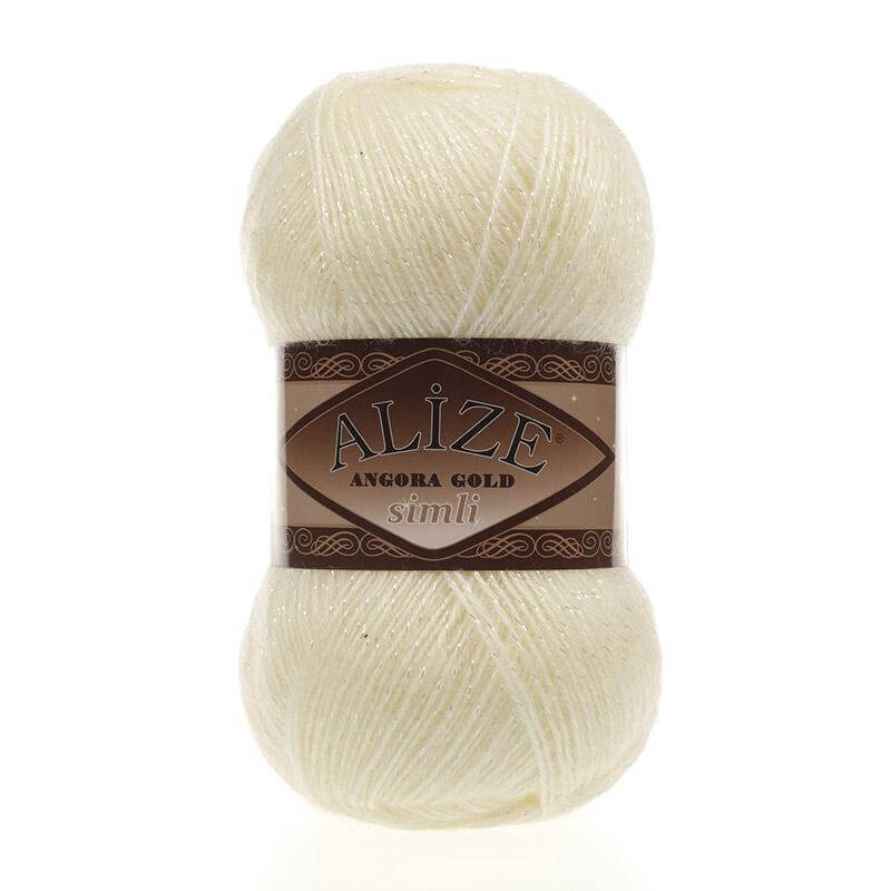 ALIZE Angora gold Simli 100г-500м 20%шерсть 5%металлик 75%акрил (01-кремовый)