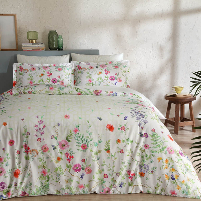 Постельное белье ЕВРО TAC SATEN DELUX LONZO 200х220-1шт 240х260-1шт 50х70-4шт 100%хлопок зеленый_MIRTECK