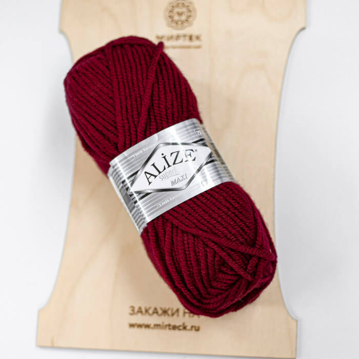 ALIZE Superlana Maxi 100г-100м 75%Акрил 25%Шерсть (390-т.красный)