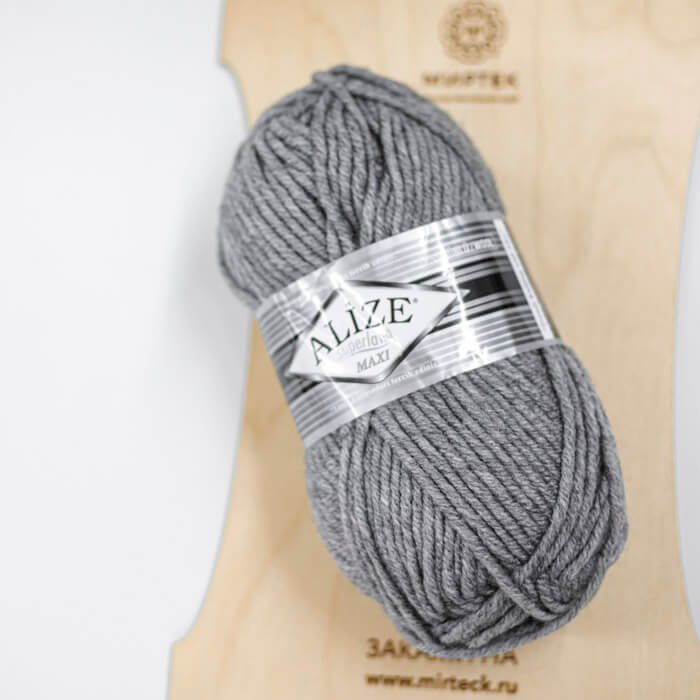 ALIZE Superlana Maxi 100г-100м 75%Акрил 25%Шерсть (21-серый меланж)