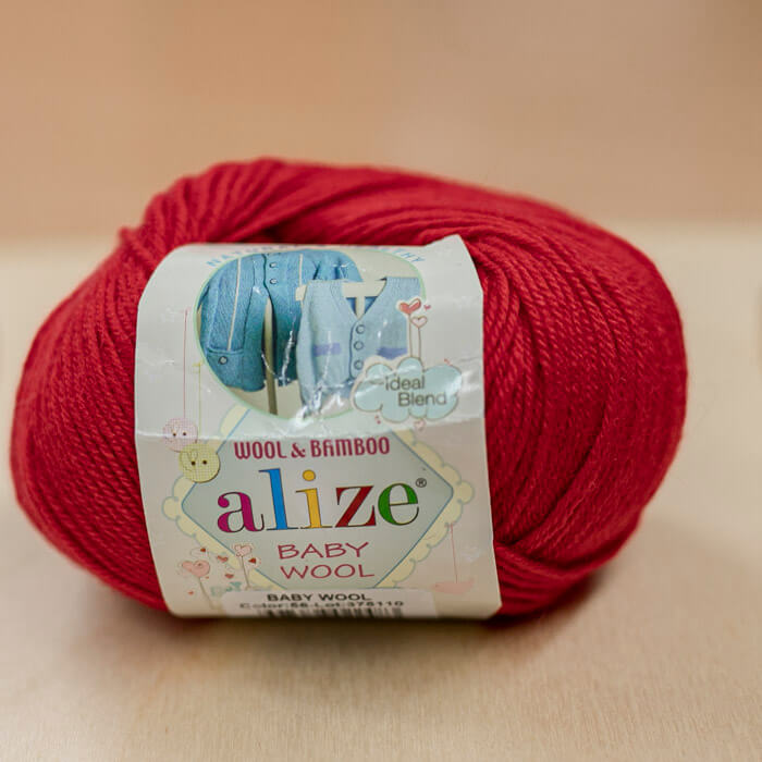 ALIZE Baby wool 50г-175м 40%шерсть 20%бамбук 40%акрил (56-красный)