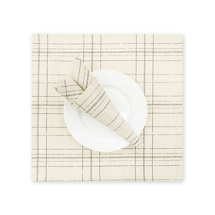 Салфетка комплект 45х45-3шт МИРТЕК  50%хлопок 50%пэ ассортимент (серый в клетку)