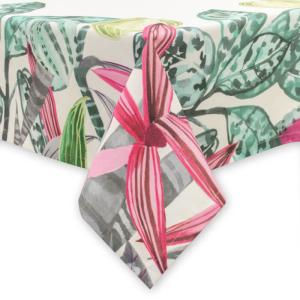 Скатерть 145х145 МИРТЕК SARGA TORKA 55%хлопок 45%пэ бирюзовый розовый_MIRTECK