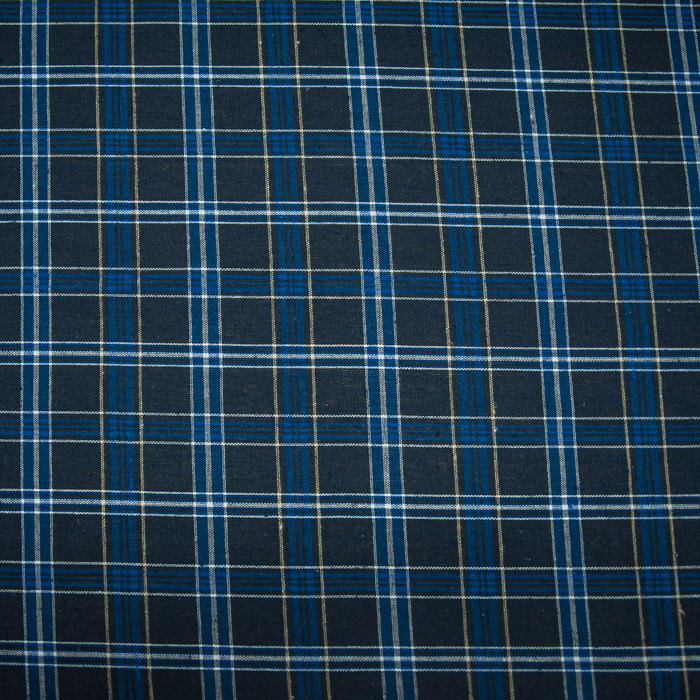 ЛЕН СОРОЧЕЧНЫЙ ш150 80%лен 20%пэ (т.синяя/синяя клетка)