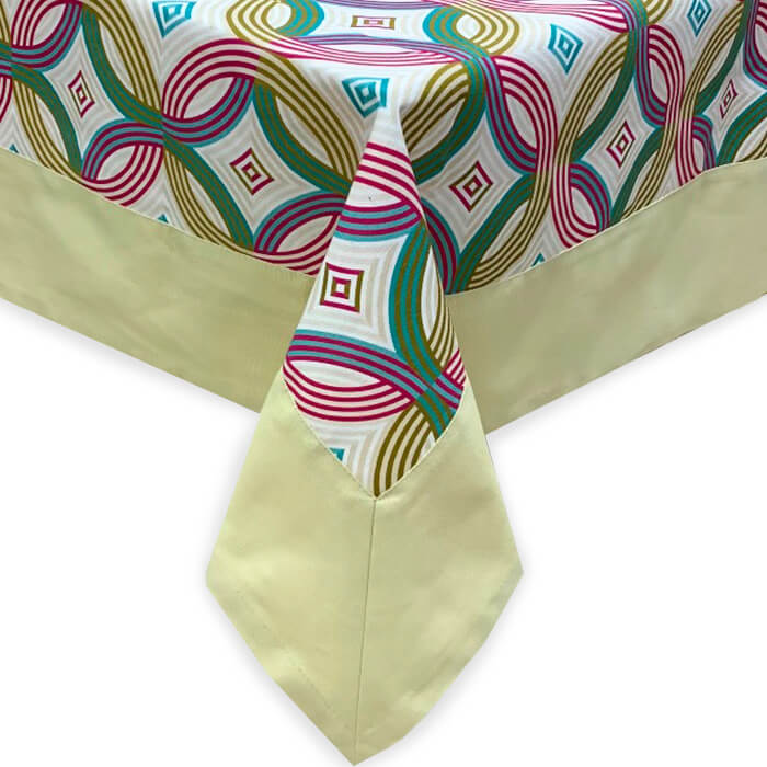 Скатерть 160х200 МИРТЕК GAVIDIA GEO-CERVANTES LISO  55%хлопок 45%пэ ассортимент (фуксия-бирюза/ваниль)