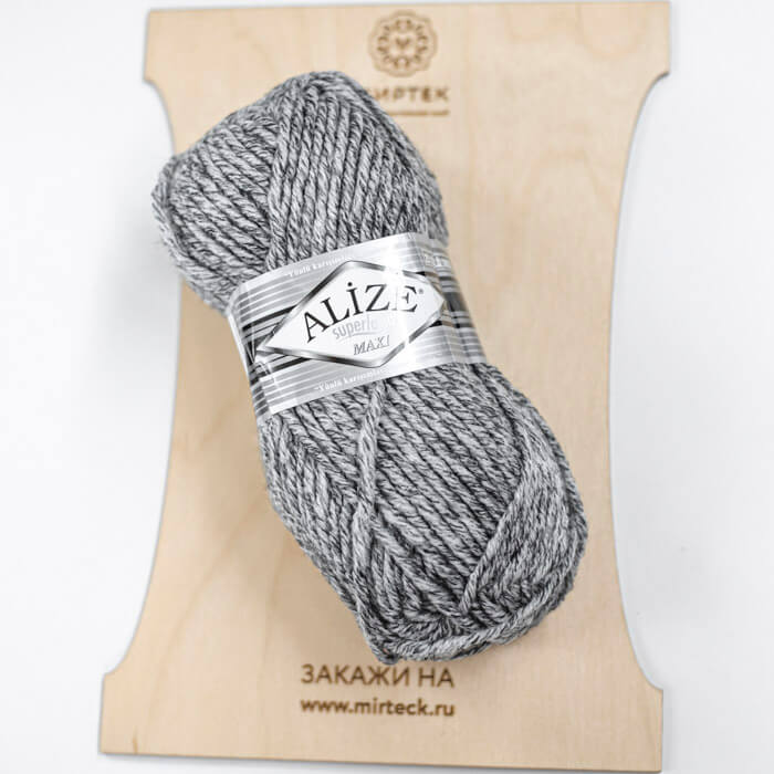 ALIZE Superlana Maxi 100г-100м 75%Акрил 25%Шерсть (801-серый)