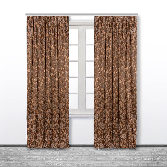 Портьера  МИРТЕК FLORI 200х270 1 шт (цвет 5 орехово-коричневый)