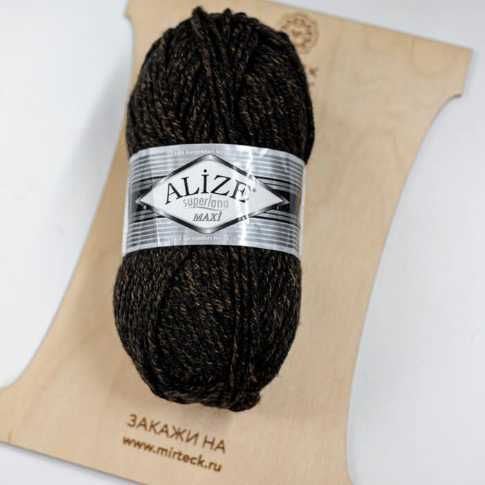 ALIZE Superlana Maxi 100г-100м 75%Акрил 25%Шерсть (808-черный меланж)