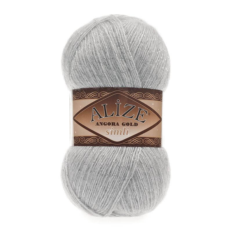 ALIZE Angora gold Simli 100г-500м 20%шерсть 5%металлик 75%акрил (21-серый)